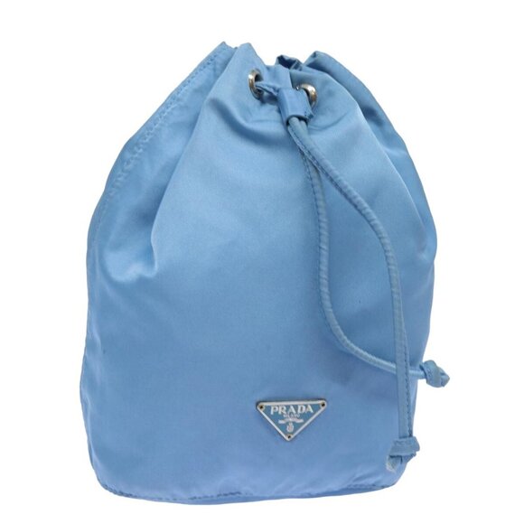 PRADA Purse Pouch Nylon Light Blue Auth 78076 - Picture 1 of 16